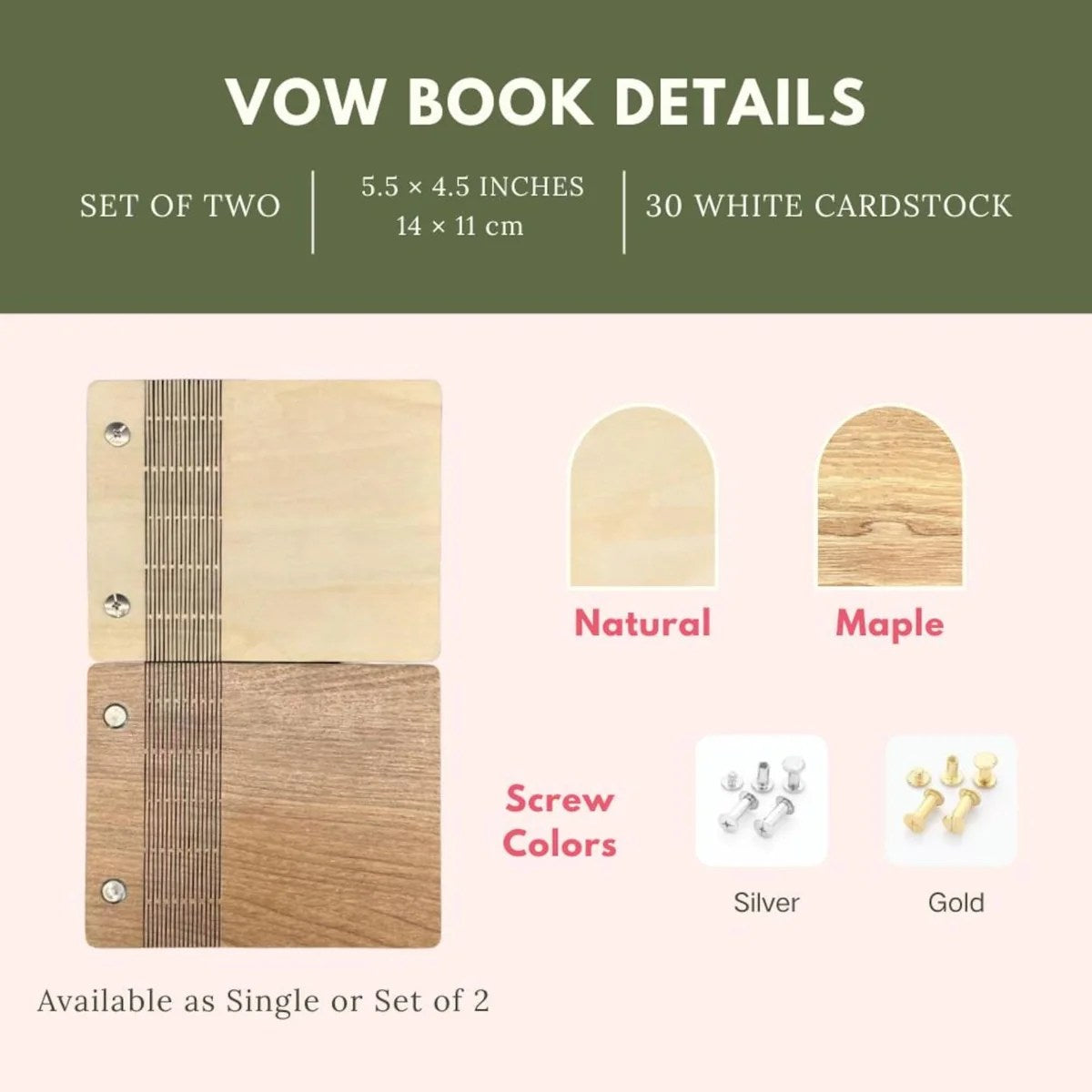 Custom His & Hers Wedding Vow Books – Engraved Wooden Set