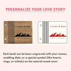 Personalized Wooden Vow Book, Rustic Mountain Engraving, Wedding Guestbook