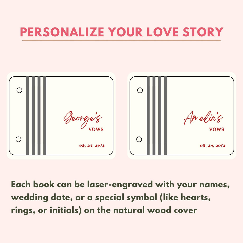 Engraved Wooden Vow Books – Customizable Wedding Keepsake