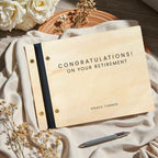 Personalized Wooden Retirement Commemorative Photo Album: Engraved Album, Leather Binding