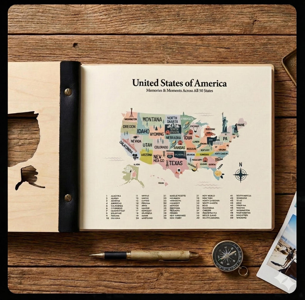 50 States Journal Book Customizable Name - Personalized Map Design for Adventure Lovers
