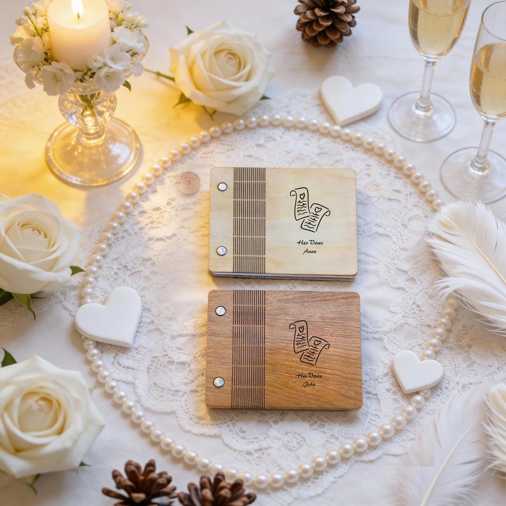 Rustic Wooden Wedding Vow Book - Personalized Keepsake