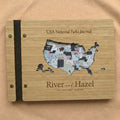 63 USA National Parks Wooden Journal Customizable Name - Personalized Map Design for Adventure Lovers