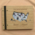 63 USA National Parks Wooden Journal Customizable Name - Personalized Map Design for Adventure Lovers