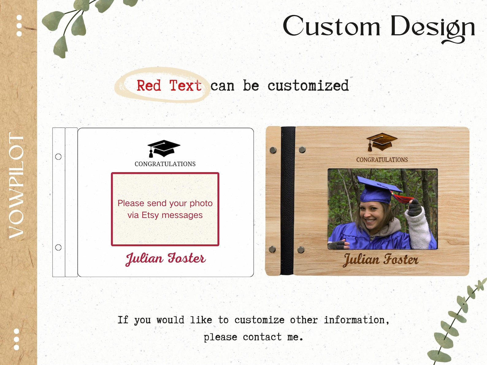 Personalized Graduation Wood Guest Book – Custom Photo Album, Class of 2026 Memory Keeper