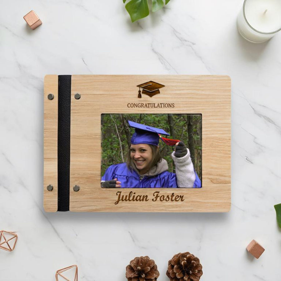 Personalized Graduation Wood Guest Book – Custom Photo Album, Class of 2026 Memory Keeper