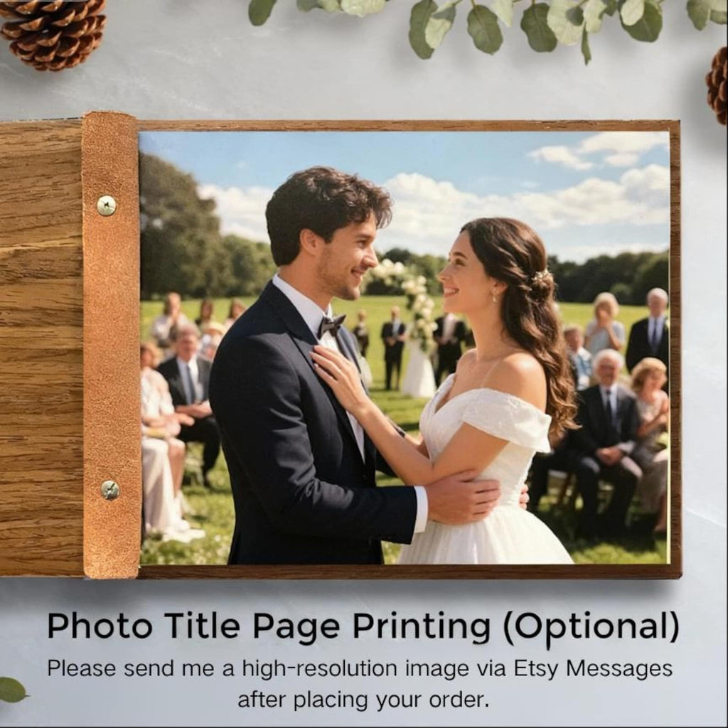 Custom Engraved Wood Wedding Guest Book - Names & Date Keepsake