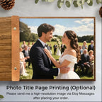 Personalized Rustic Wooden Wedding Guest Book – Vintage Engraved Wedding Keepsake Album