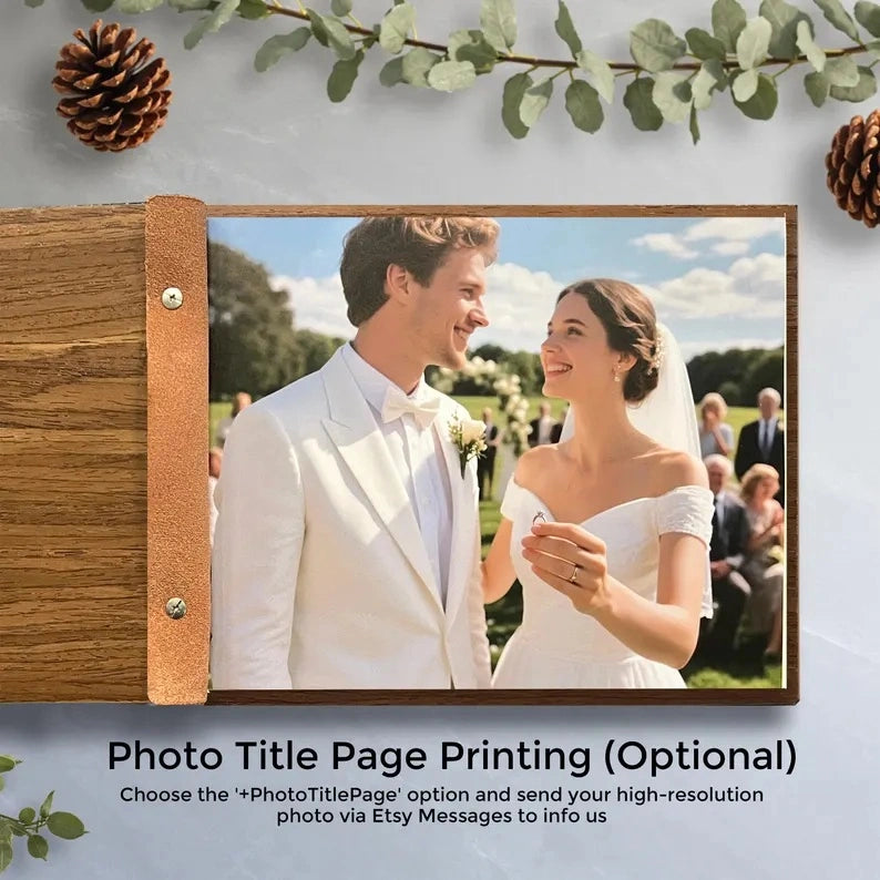 Personalized Wooden Retirement Commemorative Photo Album: Engraved Album, Leather Binding
