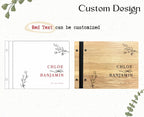 Custom Floral Wooden Wedding Guest Book - Engraved Blessings Keepsake | Personalized with Names & Date