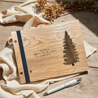 Wooden Guest Book, Pine Tree Guestbook, Custom Cabin Lodge Welcome Book for Airbnb