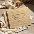 Personalized Wooden Retirement Commemorative Photo Album: Engraved Album, Leather Binding
