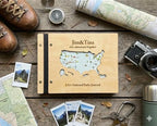 Personalized Wooden USA National Parks Travel Journal, Explorer Gift