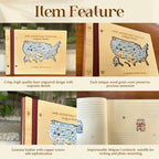Personalized USA Travel Map Journal, Wooden Adventure Book