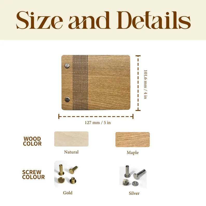 Personalized Wooden Wedding Vow Books, Valentine's Day gift, Wooden Guest Book, Engraved Photo Album
