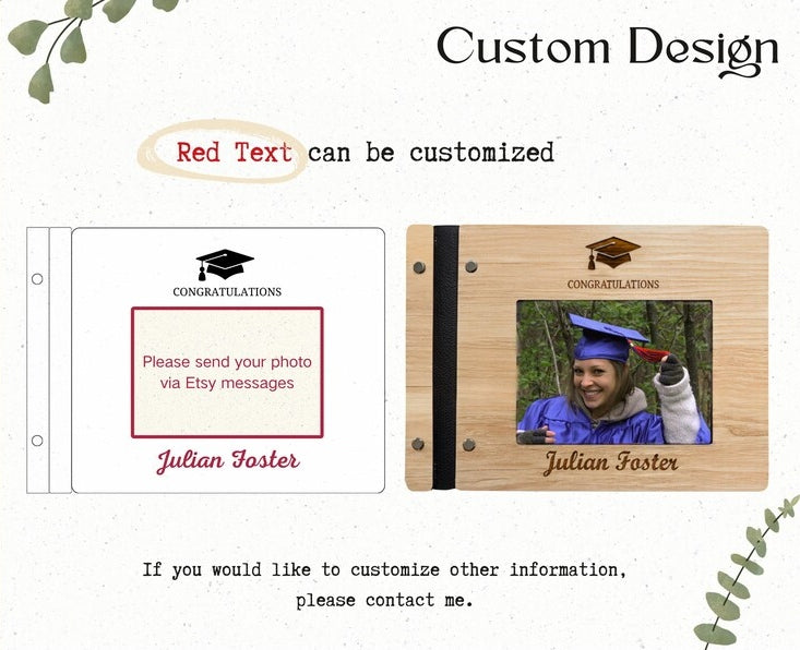 Personalized Graduation Wood Guest Book – Custom Photo Album, Class of 2026 Memory Keeper