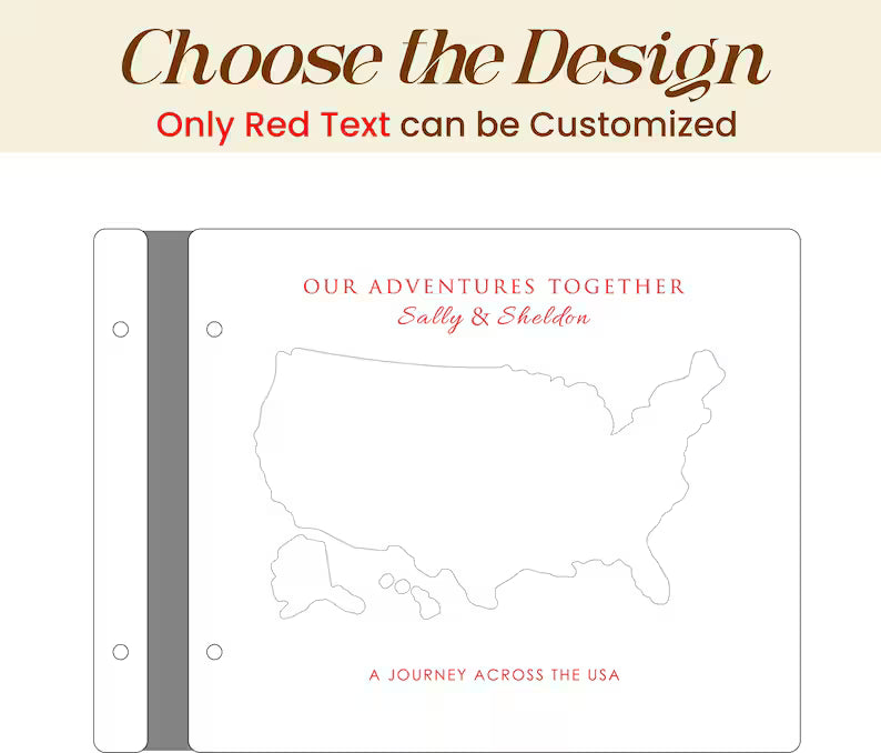 Personalized USA Travel Map Journal, Wooden Adventure Book