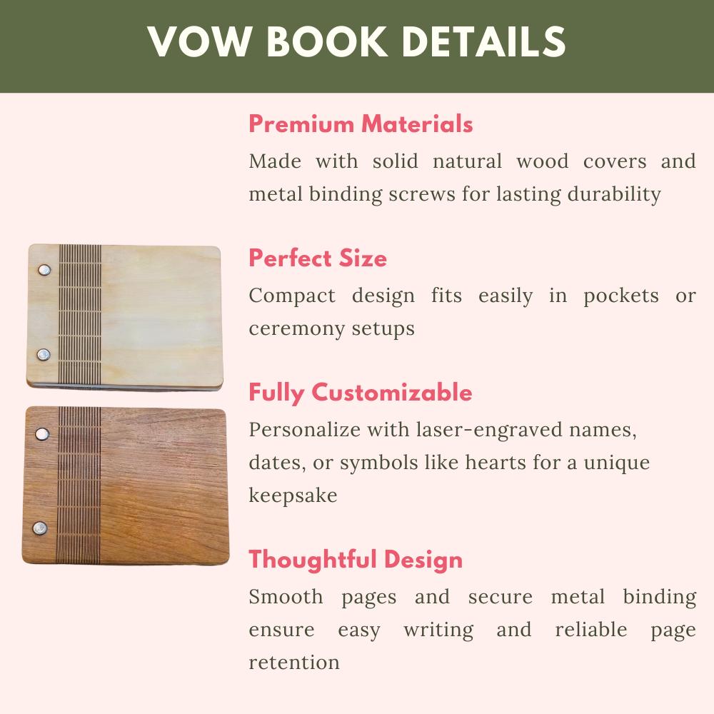 Engraved Wooden Vow Books – Customizable Wedding Keepsake