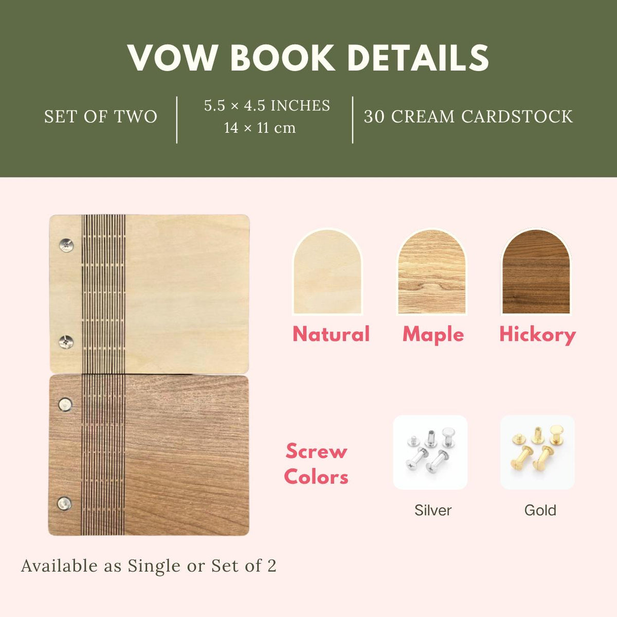 Engraved Wooden Vow Books – Customizable Wedding Keepsake