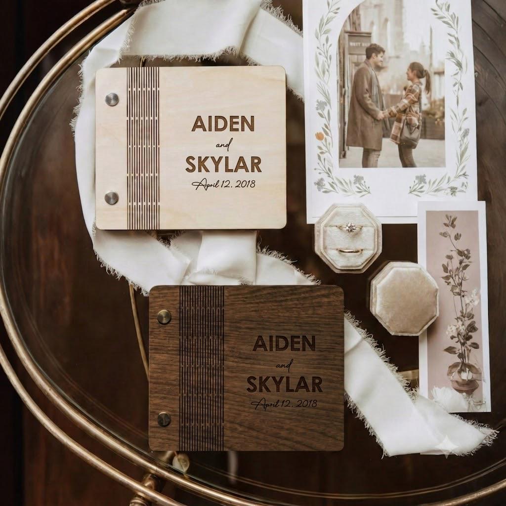 Engraved Wooden Vow Books – Customizable Wedding Keepsake