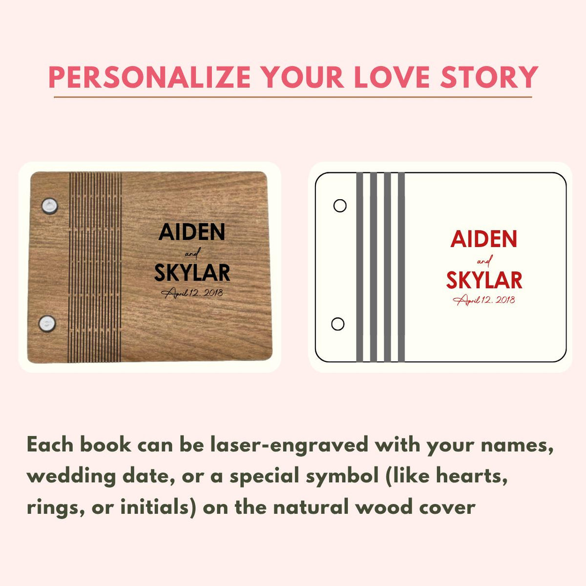 Engraved Wooden Vow Books – Customizable Wedding Keepsake